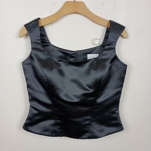 VTG Bill Levkoff Black Satin Corset Top Structured Formal Evening Bodice Size 12